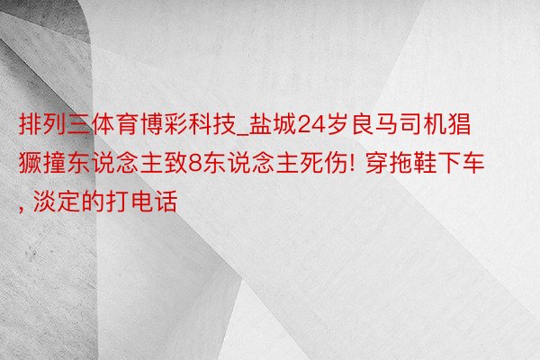 排列三体育博彩科技_盐城24岁良马司机猖獗撞东说念主致8东说念主死伤! 穿拖鞋下车, 淡定的打电话