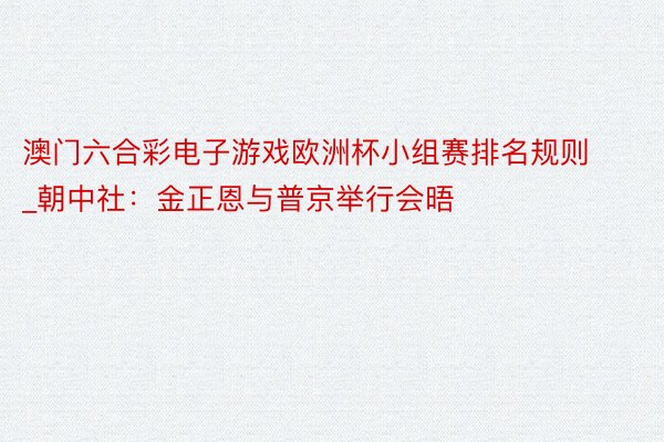 澳门六合彩电子游戏欧洲杯小组赛排名规则_朝中社：金正恩与普京举行会晤